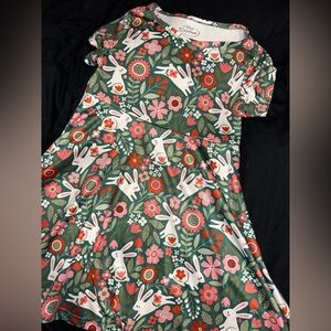 Floral Bunny Print Kids Casual Dress
